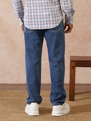 Image of WROGN Men's Cotton Lycra Jeans | Dark Blue Clean Wash | Anti Fit