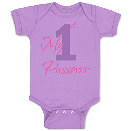Image of Cute Rascals Baby Bodysuit My First Passover Jewish B Boy & Girl Baby Clothes Funny Cotton Lavender Design Only 6 Months