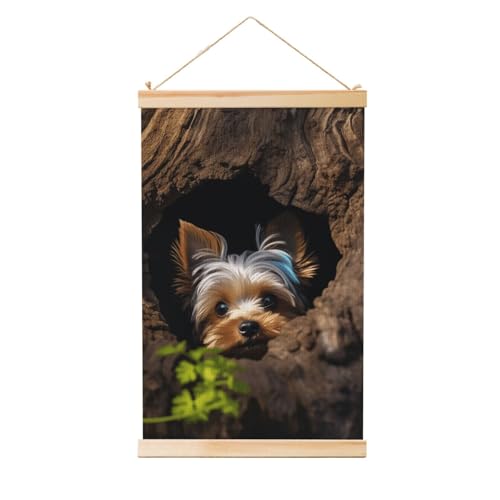 Poster Yorkshire Terrier bois : fini les murs vides avec cette peinture vintage