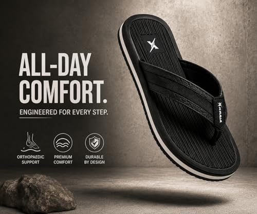 Image of Kraasa DailyStep Men's Diabetic Footwear | Doctor Inspired | Wide Toe Box | Orthopedic Flip Flop | Pressure-Relief Cushion | Anti-Skid Waterproof EVA Slipper for Men