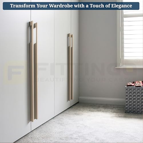 Image of Altroz Modern Handle for Wardrobe /Cabinet Handle /Pull Handle for Wardrobe /Cupboard Handle (900mm Hole to Hole) Aluminum - White Pearl /G.Brown (Pack of 1)-| 3 Years Warranty |