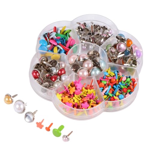 BEBEMOKO Mixed Color Metal Brads for DIY Craft Fasteners Safe Handmade Nail Material for Creative Projects for Scrapbooking and Craft Making