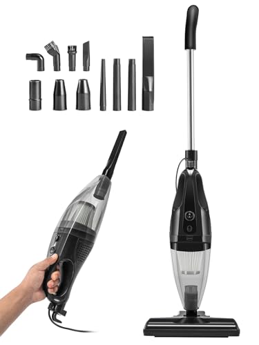 CROWNSHOP 2-in-1 Corded Vacuum Cleaner | 1000W Powerful Upright & Handheld Hoover | HEPA Filter | Lightweight for Carpets & Hard Floors | Hair Tools (Grey)
