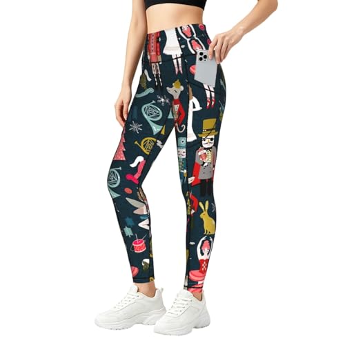 Leggings de ballet para mujer con bolsillos laterales elásticos y tejido antitransparencias