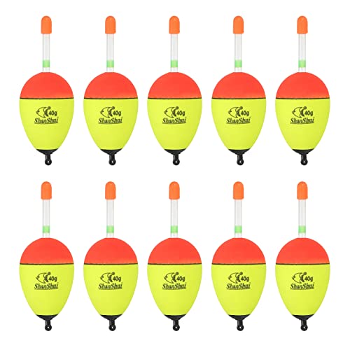 PATIKIL 1.4oz Fishing Bobbers, 10 Pack EVA Fishing Float for Saltwater Freshwater Fishing Yellow