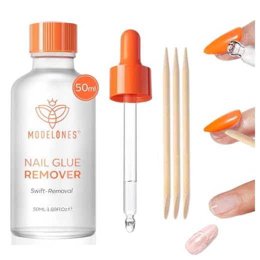 modelones Removedor De Cola Para Unhas Postiças Modelones, 60 Ml, Removedor Transparente Em Bastão Para Unhas De Acrílico, Removedor De Esmalte Com Bastão De Madeira