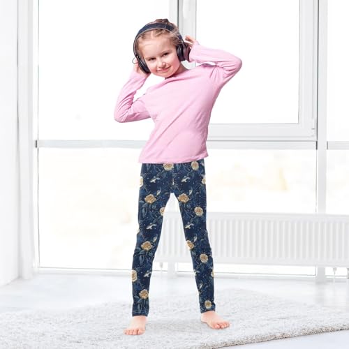 ALAZA Girls' Leggings Children's Yoga Pants Skinny Printed Dance Navy Rose Fish Comfortable 4T3