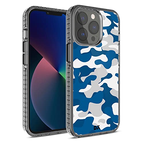 Image of DailyObjects Mobile Phone Case for iPhone 13 Pro Max | Printed Camouflage Blue Stride 2.0 Slim Back Cover | Designer Matte Finish | Hard Ultra Protective & Anti Shock