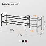 2 Rack de chaussures Tier, Organisateur de chaussures pour le placard, 28“ La plate-forme métallique peut être extensible à 42“, pour Chambre, Entrée, Dressing, Garage, Ajustable à 12 Chaussures de paire, Noir