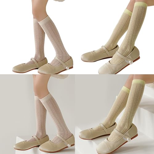 Kneehigh Socks Cotton Midcalf Socks Kids Girl Spring Stretchy Mesh Socks for Little Girls School Uniform Socks2