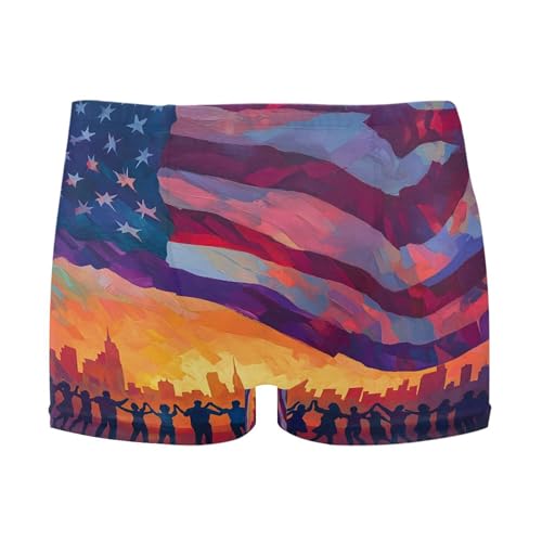 July 4th Independence Day American Flag Mens Swim Trunk Swimwear Swim Brief Square Leg Board Short S S0407063