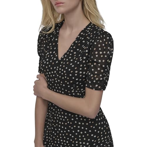Image of DKNY Women's Short Sleeve Button Front Fit & Flare Midi Dress