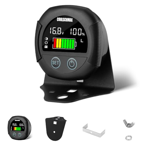 Image of COOLSCHMAX 7V-100V Battery Voltmeter Gauge, IPX7 Waterproof, Voltage Alarm Buzzer for Lithium LiFePO4 Lead-Acid(STD, AGM, GEL, EFB) Batteries in Outdoor Vehicles Golf Cart Yacht Bicycle