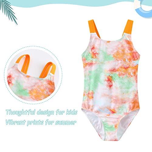 Image of Girls One Piece Swimsuits Tie Dye Bathing Suit Hawaiian Summer Swimwear for Girls 3-16 Years