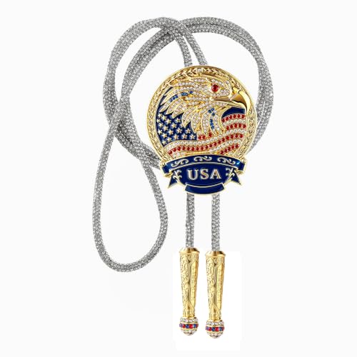 Image of GelConnie Bolo Ties for Men Women Western Cowboy Tie Mens Western Necklace Leather Necktie Gold Bolero Tie Cowboy Necklace
