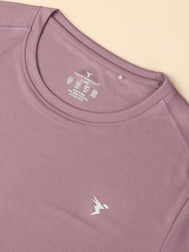 Image of TECHNOSPORT Men's Slim Fit Polyester Activewear Sports T-Shirt with Moisture-Wicking Comfort for Workout, Running & Gym