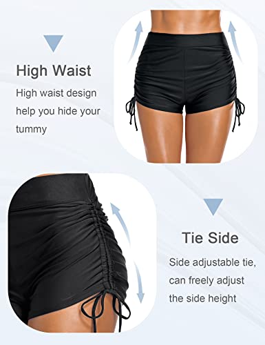 Bonneuitbebe Women's Swim Shorts High Waist Swimsuit Bottoms Adjustable Side Tie Bathing Suit Boyshorts Bikini Board Shorts4