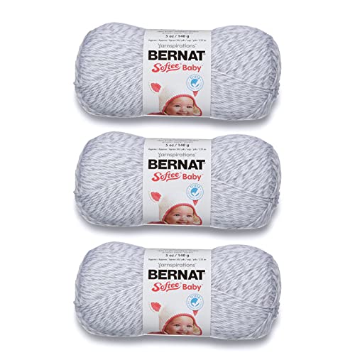 Image of Bernat Softee Baby Gray Marl Yarn - 3 Pack of 141g /5oz - Acrylic - 3 DK (Light) - 362 Yards - Knitting /Crochet
