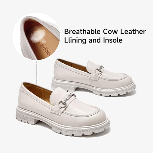 Image of BEAU TODAY Womens Platform Loafers, Leather Penny Loafer Shoes