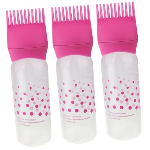 OATIPHO 3 piezas Botella Aplicadora para Tinte de Cabello Rosa Diseño Peine para Distribución Uniforme Fácil de para Coloración Aceite y Cuidado con Escala Graduada para Uso Doméstico