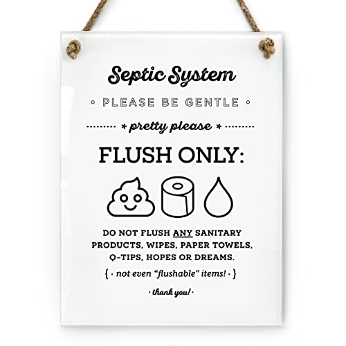 Reilly Originals 6x8 Inch Cute Emoji Septic System Bathroom Sign ~ Ready to Hang ~ Premium Finish Durable (1)
