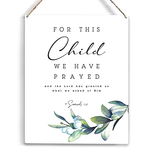 YCYD for This Child We Have Prayed Bible Verse Wood Sign Rustic 1 Samuel 1:27 Christian Wooden Hanging Plaque for Home Nursery Wall Art Decoration 8 x 10 Inches Present