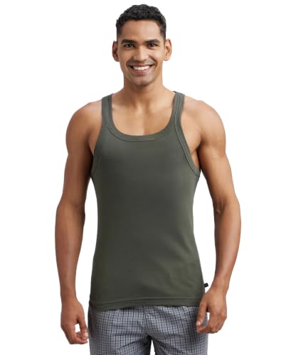 Image of Jockey US26 Men Super Combed Cotton Rib Square Neck Gym Vest