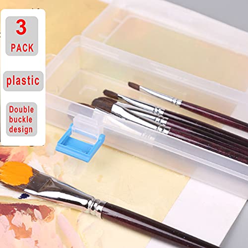 3Pcs Brushes Storage Box Paint Brush Drawing Pen Container With Buckle Design #TOP5