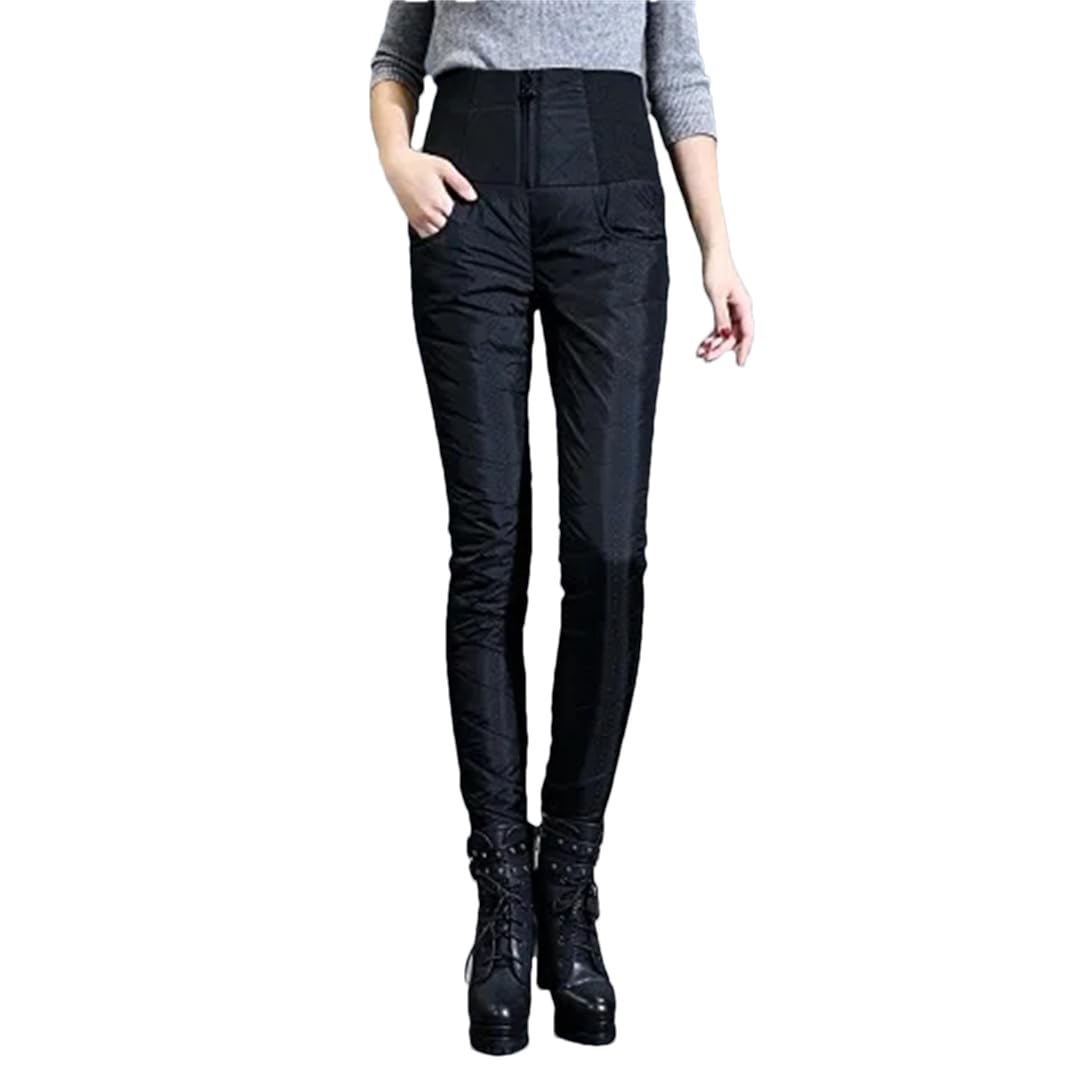 Fashion Womens Winter Pencil Trousers High Waist Down Cotton Warm Pants for Female Slim Casual Pants
