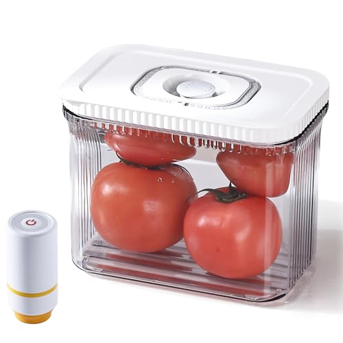 JISJIA 真空保存容器 1.5L ABS食品級素材 保存容器 BPAフリー 真空保存コンテナ USB充電式ポンプ付き 食材鮮度 栄養保持 高真空度 日付表示 鮮度長持ち 漏れ防止 食材保存 密閉収納