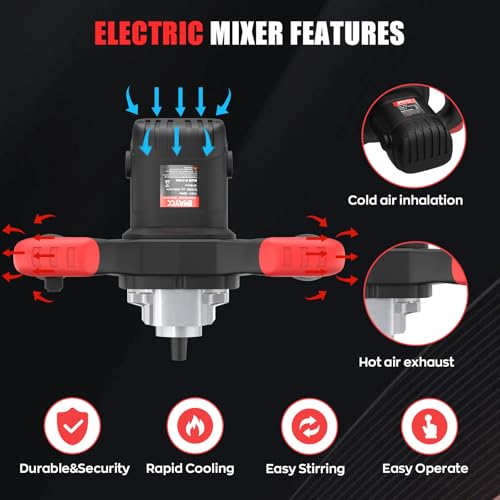 Miniatura 4 de 2100w Miscelatore Elettrico Imaycc Miscelatore Malta E Cemento Professionale,Con 6 Velocità,270 930 Giri Min,220 V,M14,Agitatore Mescolatore Attacco Per Malta, Cemento E Colla,Foraggio