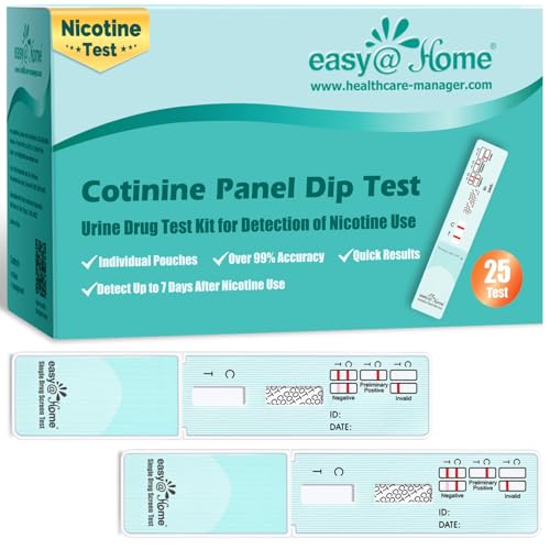 Easy@Home 25 Pack Nicotine Urine Test Strips Kit, Sensitive Rapid Testing Detection 200 ng/mL #ECOT-114
