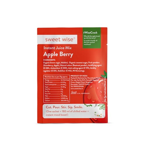 Image of Sweet wise Instant Juice Mix- Apple Berry 125gm| Natural Juice Powder| No refined sugar| No Artificial Preservatives