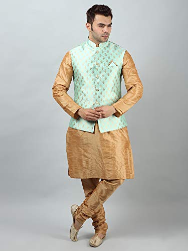 Image of Uri and MacKenzie Men's Silk Blend Kurta Pajama with Designer Ethnic Nehru Jacket /Modi Jacket