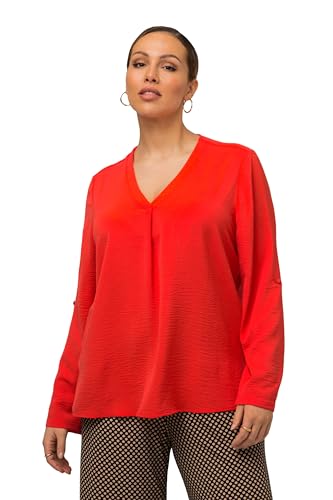 Ulla Popken Damen, Struktur, Zierfalte, V-Ausschnitt, 3/4-Arm Bluse,...