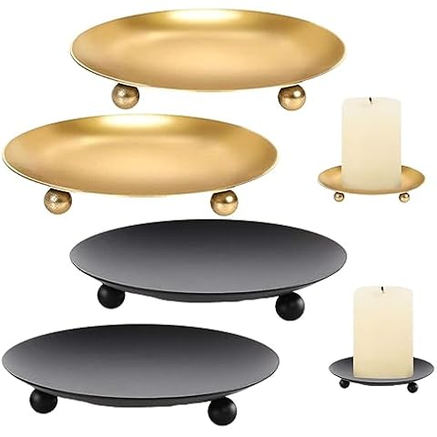 4Pcs Iron Candle Holders and Trays Cover