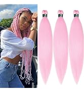 Pastel Light Pink Braiding Hair Pre Stretched Knotless Prestretched Braiding Hair Extensions for ...