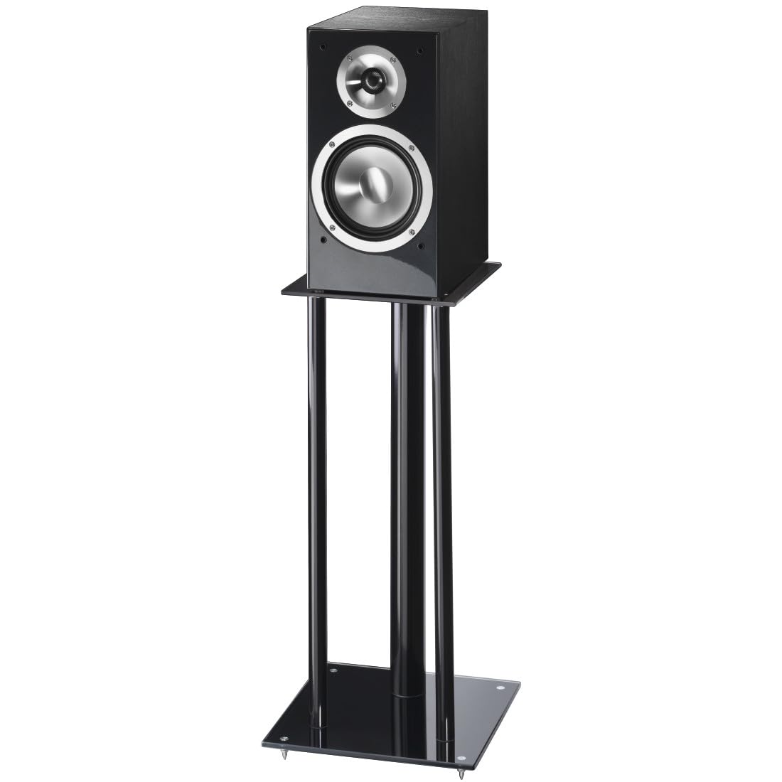 Hama Set di 2 supporti per altoparlanti, per scatole pesanti, con passacavi, ammortizzatori di vibrazione, supporto universale, altezza 64 cm, max. 30 kg, nero