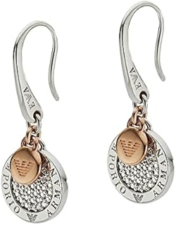 Emporio Armani Women's Sterling Silver Drop Earring, Size: 12x12x2 mm