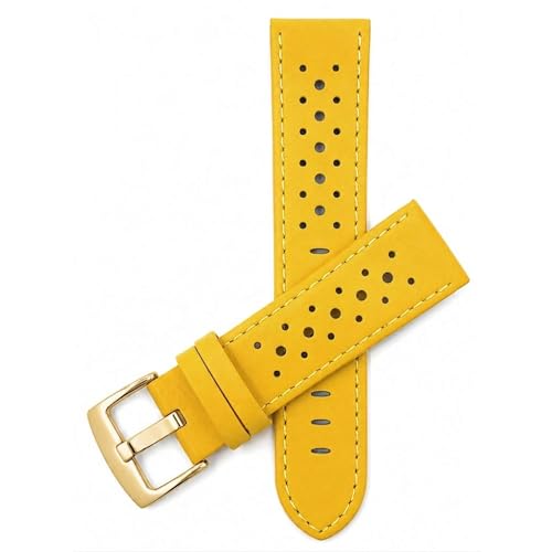 Image of Bandini Mens Leather Watch Band Strap, Vented, Racer, GT Rally, Stainless Steel Buckle, 10 Colors - 18mm, 20mm, 22mm, 24mm (Many sizes also come in Extra Long XL)