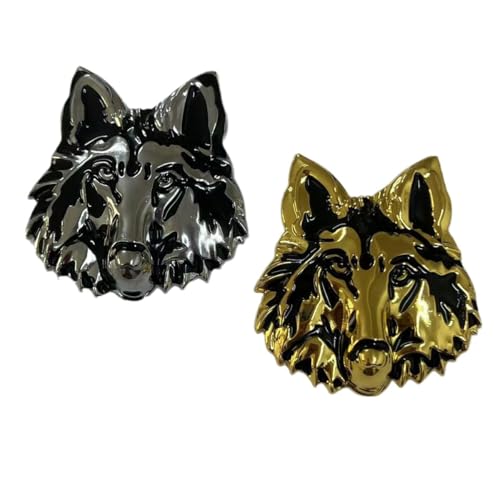 Image of 1pc Chrome Coyote Head Logo Metal Emblem American Wolf 3D Badge Sticker Decal Fits for Car Truck Trunk Body Rear Tailgate Vehicle Auto Parts (Golden)