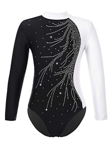 YiZYiF Ragazze Ginnastica Leotards Body Danza Classica Bambina Ginnastica Artistica Balletto Costumi Maniche Lunghe per Ragazze di 3-12 Anni Bianco 13-14 anni