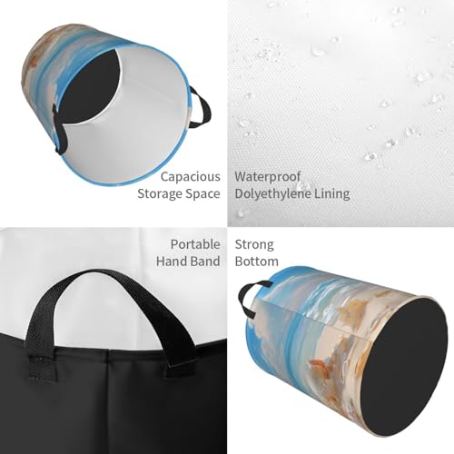 Panier à linge imperméable grand format autonome et pliable motif mer - 4