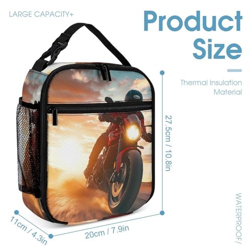 Motocross Dirt Bike Sunset 3 PCS Backpack Set Casual Daypack with Insulated Lunch Bag & Pencil Case4