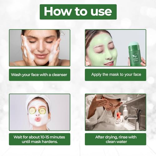 Shuiku Green Tea Clay For Face 2 Pcs, Facial Blackhead Remover Mask Stick With Tea Extract For Deep Pore Cleansing thumb #6