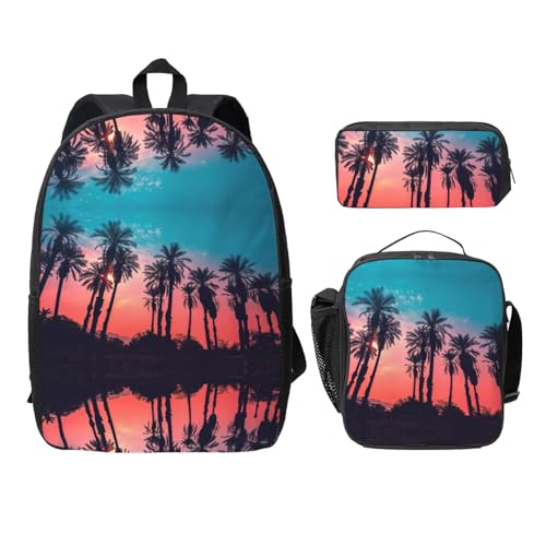 Lot de 3 sacs à dos légers EdWal noir avec trousse de cours et sac de repas