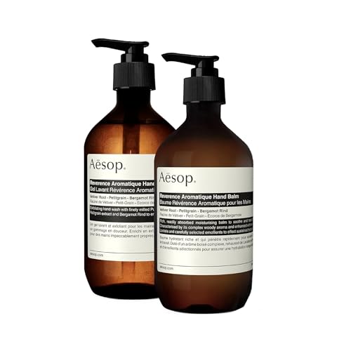 Aesop Reverence Aromatique Duet | Skin Softening Hand Wash & Hand Balm | Woody, Earthy, Smoky | Vetiver Root, Petitgrain, Bergamot Rind | 16.9 oz / 500 mL