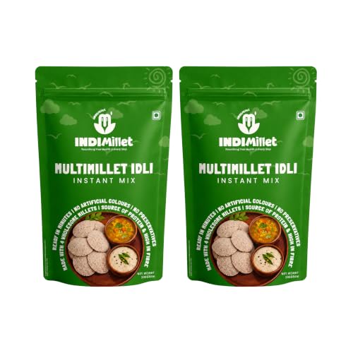 Image of IndiMillet Multimillet Idli Mix | Made with Millets | High Fibre | Instant Idli Mix | Pack of 2 (200g each)