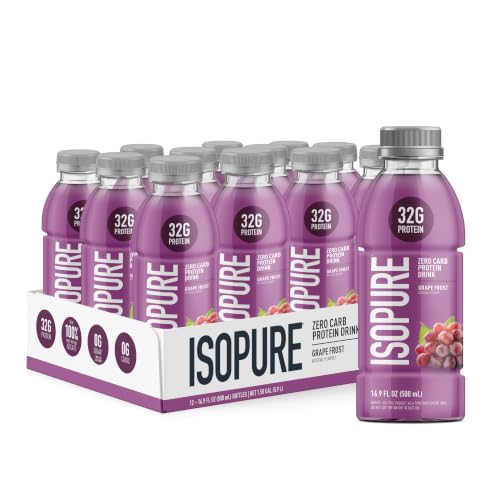Image of Isopure Zero Carb 32g Clear Protein Ready-to-Drink, Whey Protein Isolate, Grape Frost, 12 Pack (Packaging May Vary)