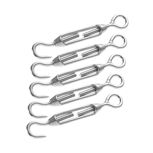 5 piezas de tensores para cables de acero inoxidable 304, ajustables con gancho de tornillo para tensar cable para instalación de cercas y toldos miniatura 1